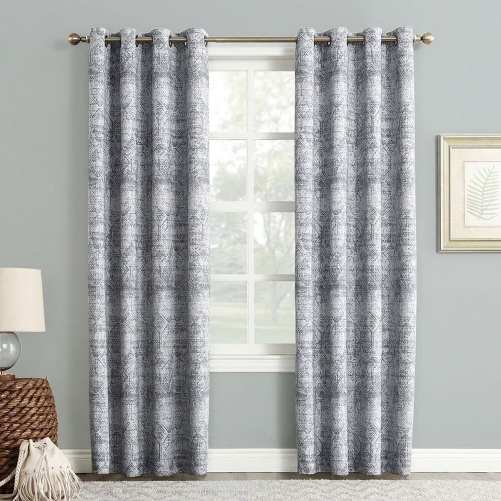 Sun Zero - 95"x50" Sun Zero Blackout Darren Distressed Global Indigo
